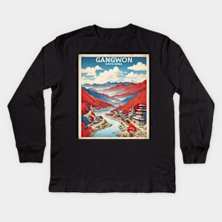 Gangwon South Korea Travel Tourism Retro Vintage Kids Long Sleeve T-Shirt